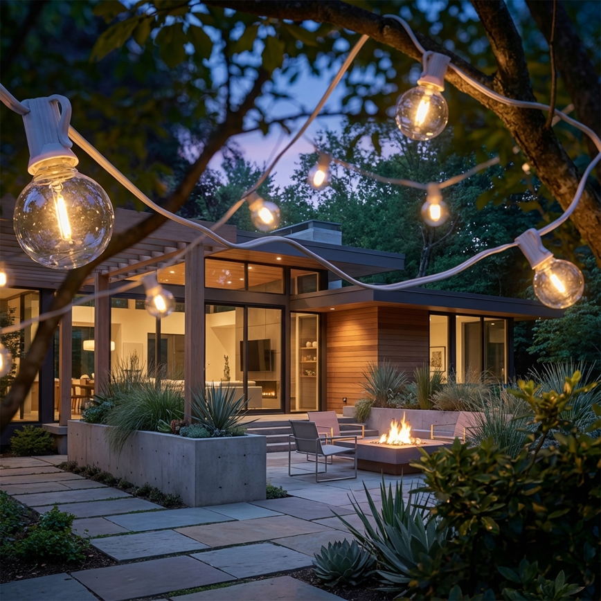 Brilagi - LED-Außen-Dekorations-Lichterkette GIRLANDA 25xE12/0,8W/230V 20m weiß IP44 warmweiß