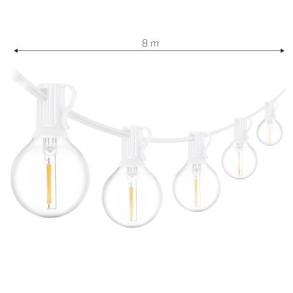 Brilagi - LED-Dekorations-Lichterkette für den Außenbereich GIRLANDA 10xE12/0,6W/230V 8m weiß IP44 warmweiß