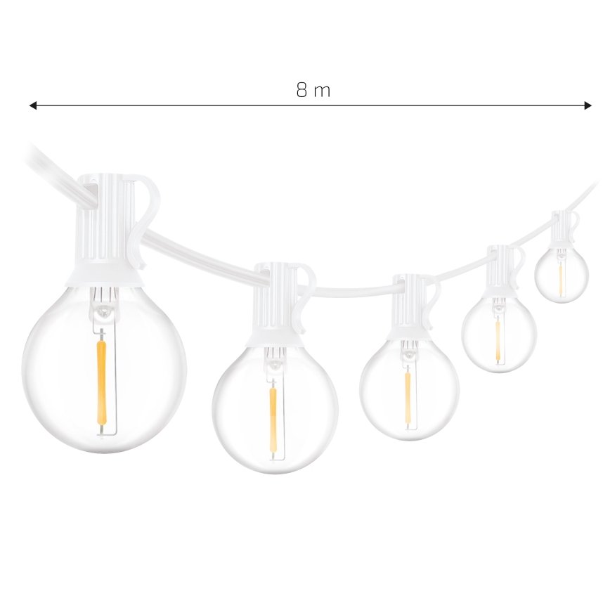 Brilagi - LED-Dekorations-Lichterkette für den Außenbereich GIRLANDA 10xE12/0,6W/230V 8m weiß IP44 warmweiß