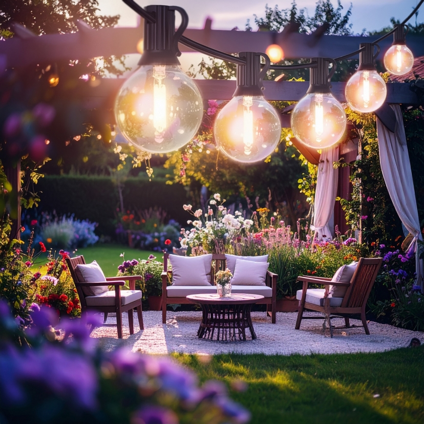 Brilagi - LED-Außen-Dekorations-Lichterkette GIRLANDA 18xE12/0,6W/230V 13m Schwarz IP44 warmweiß