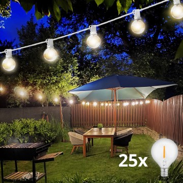 Brilagi - LED-Außen-Dekorations-Lichterkette GIRLANDA 25xE12/0,8W/230V 20m weiß IP44 warmweiß