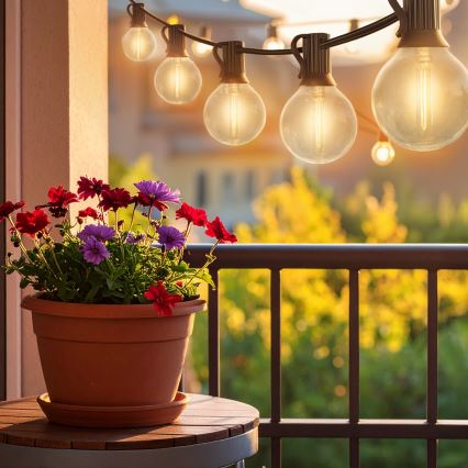 Brilagi - LED-Außen-Dekorationskette GIRLANDA 25xE12/0,6W/230V 20m schwarz IP44 warmweiß + Fernbedienung