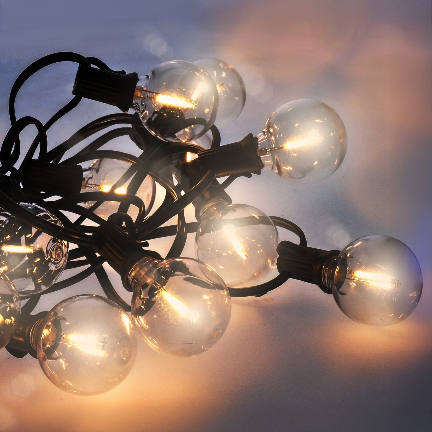 Brilagi - LED-Außen-Dekorationskette GIRLANDA 25xE12/0,6W/230V 20m schwarz IP44 warmweiß + Fernbedienung