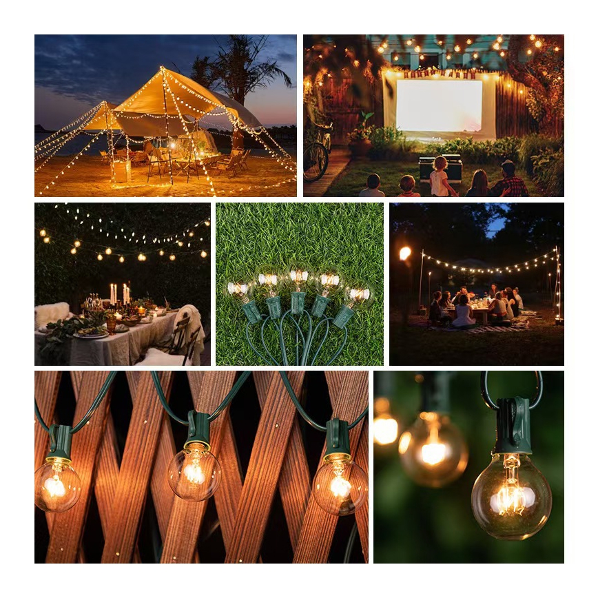 Brilagi - LED-Außen-Dekorationskette GIRLANDA 25xE12/0,8W/230V 20m grün IP44 warmweiß