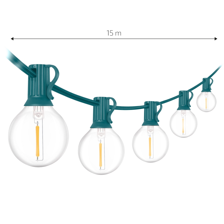 Brilagi - LED-Außen-Dekorationskette GIRLANDA 25xE12/0,8W/230V 20m grün IP44 warmweiß