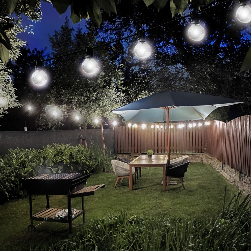 Brilagi - LED-Außen-Dekorations-Lichterkette GIRLANDA 25xE12/0,8W/230V 20m IP44 kaltweiß
