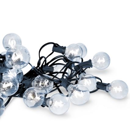 Brilagi - LED-Außen-Dekorations-Lichterkette GIRLANDA 25xE12/0,8W/230V 20m IP44 kaltweiß