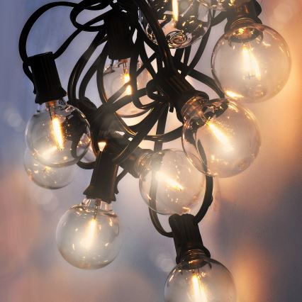 Brilagi - LED Außen-Dekorationskette GIRLANDA 25xE12/0,36W/24V 20m schwarz IP44 warmweiß