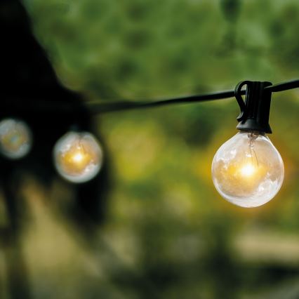 Brilagi - LED-Außen-Dekorations-Lichterkette GIRLANDA 25xE12/0,36W/24V 20m schwarz IP44 warmweiß