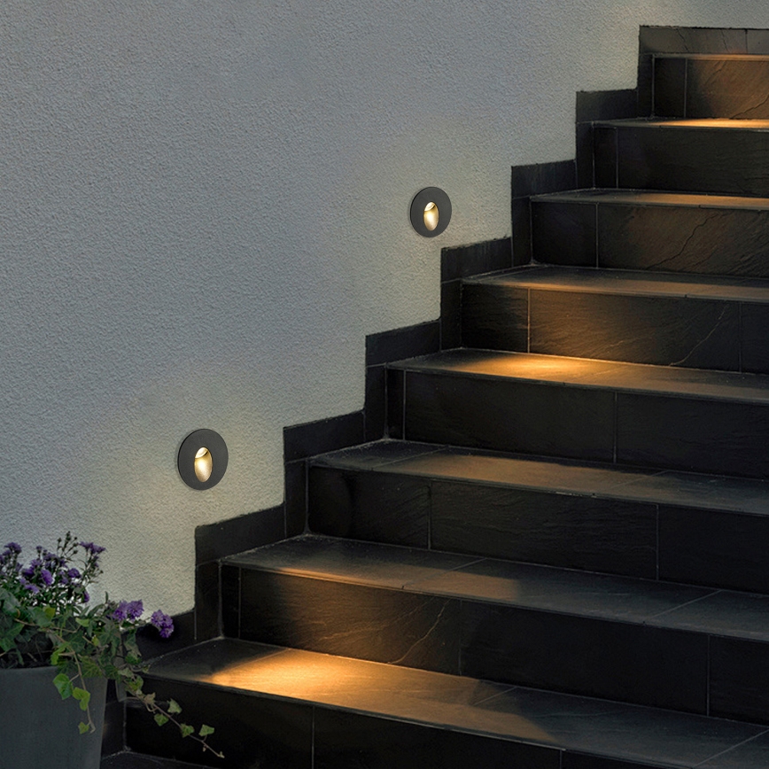 Brilagi - LED-Außen-Einbauleuchte STAIRDOT LED/2W/230V schwarz IP65 rund