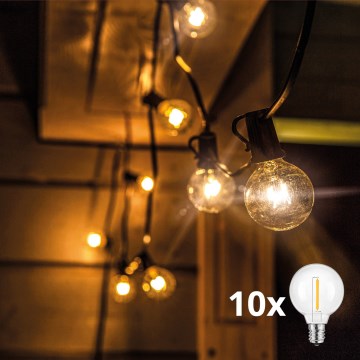 Brilagi - LED-Außen-Lichterkette GIRLANDA 10xE12/0,6W/230V 8m schwarz IP44 warmweiß