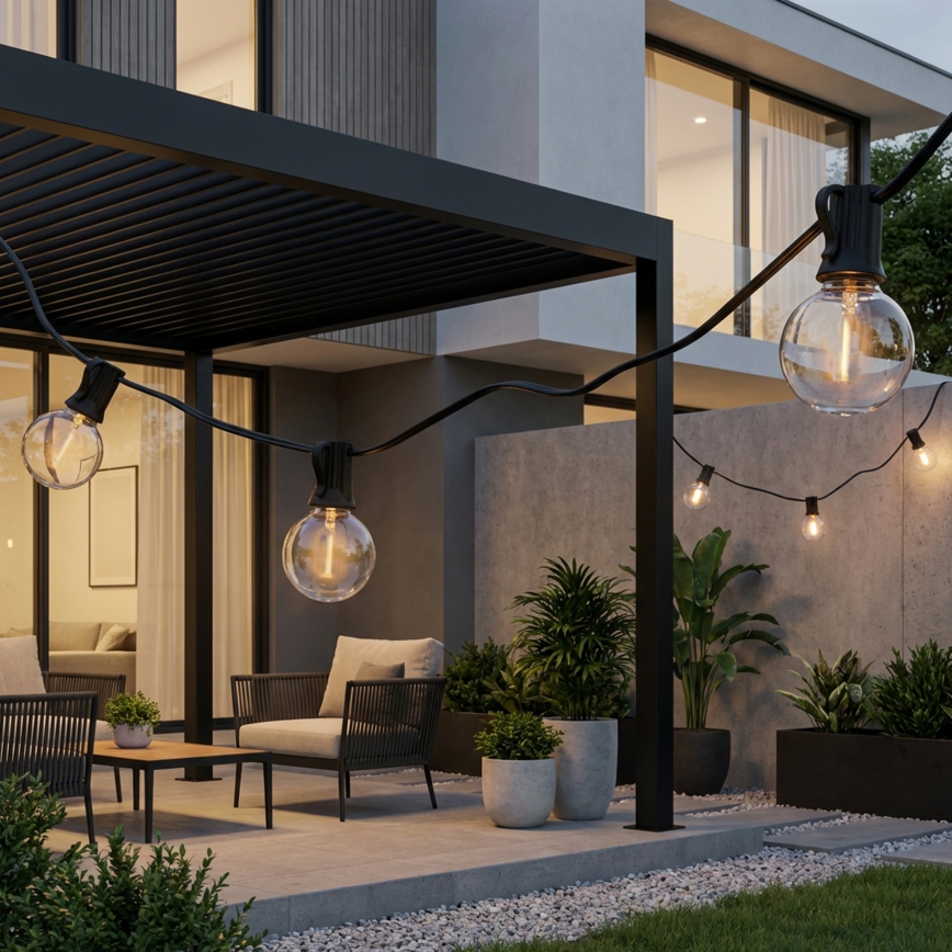 Brilagi - LED-Außen-Lichterkette GIRLANDA 18xE12/0,6W/230V 13m schwarz IP44 warmweiß