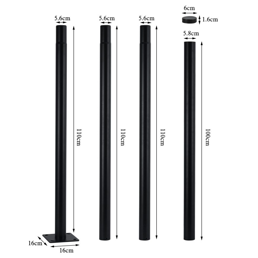 Brilagi - LED-Außen-Straßenleuchte mit 4 m Mast URBANSPARK LED/120W/230V schwarz IP65