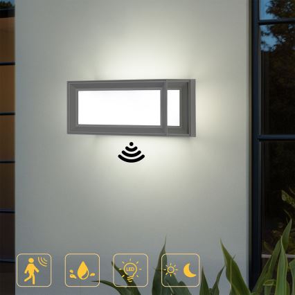 Brilagi - LED-Außenwandleuchte mit Sensor PARKER LED/12W/230V grau IP44