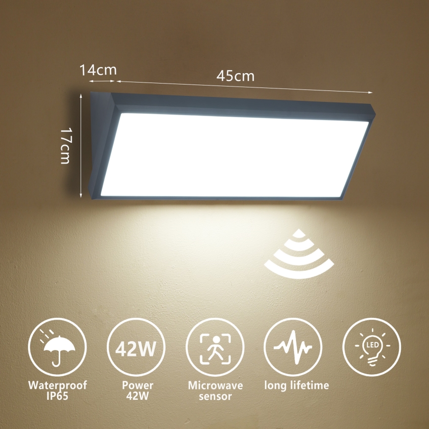 Brilagi - LED Außen-Wandleuchte mit Sensor TRIANGLE LED/42W/230V 45 cm Anthrazit IP65