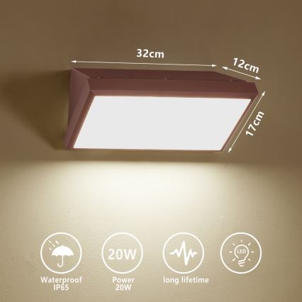 Brilagi - LED Außen-Wandleuchte TRIANGLE LED/20W/230V braun IP65