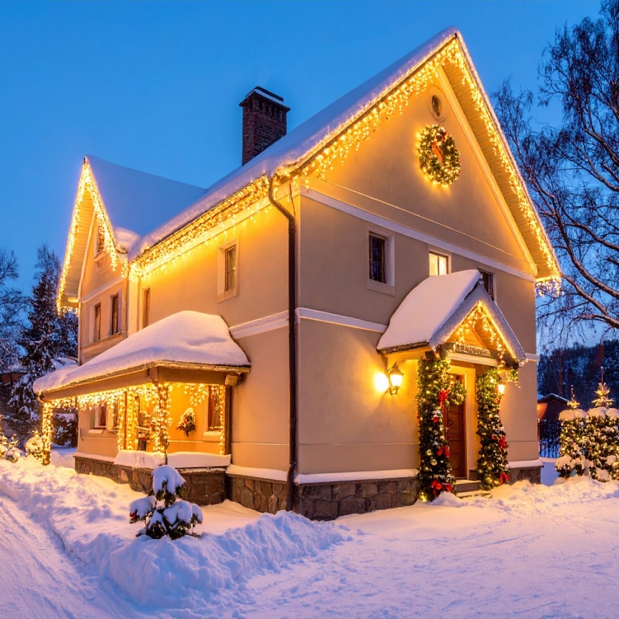 Brilagi - LED-Außen-Weihnachts-Lichterkette 360 LEDs / 8 Funktionen, 14 m, IP44, warmweiß, Eiszapfen