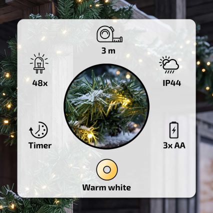 BRILAGI - LED-Außen-Weihnachtsgirlande LED/3xAA 300 cm IP44