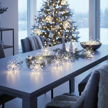 Brilagi - LED-Außen-Weihnachtslichterkette, 150 LEDs, 5 m, IP44, kaltweiß, Feuerwerk-Effekt