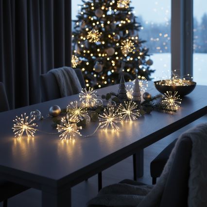 Brilagi - LED-Außen-Weihnachtslichterkette, 150 LEDs, 5 m, IP44, warmweiß, Feuerwerk-Effekt