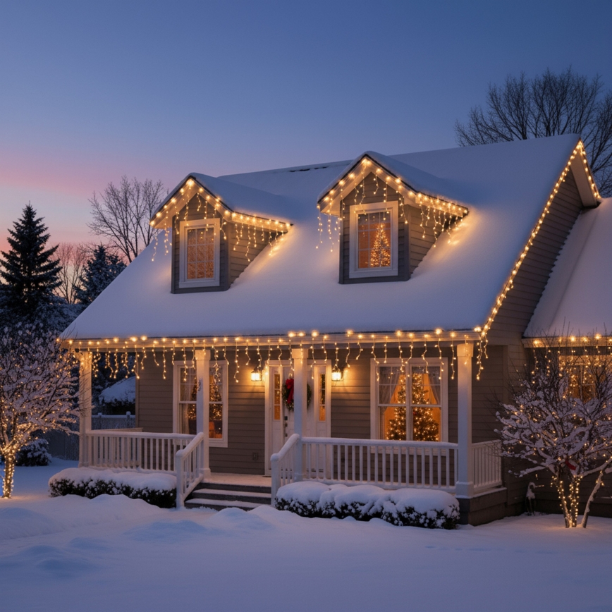 Brilagi - LED-Außen-Weihnachtslichterkette, 200 LEDs / 8 Funktionen, 13 m, IP44, warmweiß, Eiszapfen-Optik