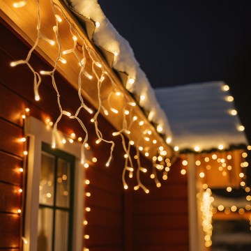 BRILAGI - LED Außen-Weihnachtslichterkette 360 LEDs/8 Funktionen 14 m IP44 warmweiß Eiszapfen