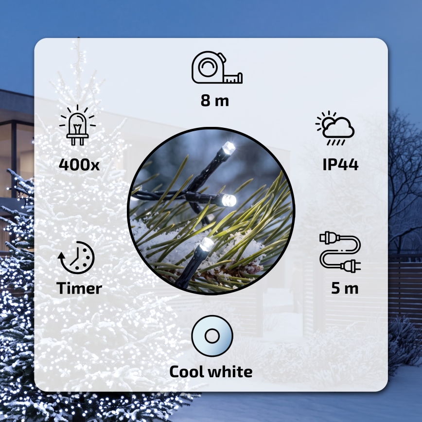 BRILAGI - LED-Außen-Weihnachtslichterkette 400xLED 13m IP44 kaltweiß