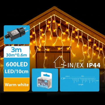 BRILAGI - LED-Außen-Weihnachtslichterkette 600xLED/6W/8 Funktionen 33m IP44 warmweiß