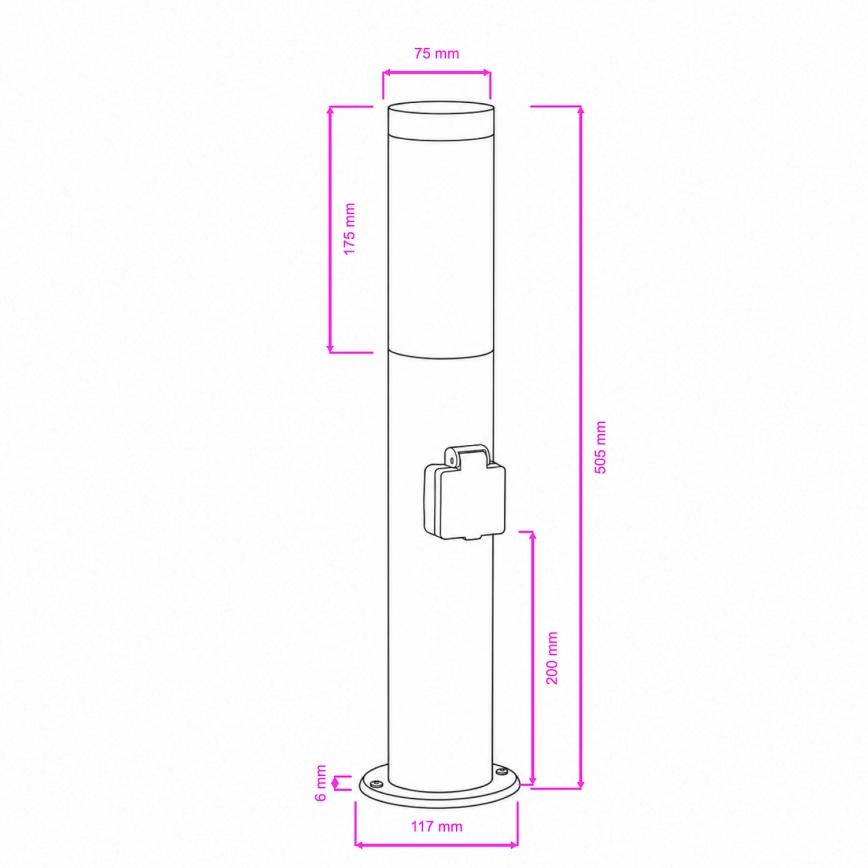 BRILAGI - LED-Außenleuchte mit Steckdose ELIA 1xE27/7W/230V 4000K IP44 50 cm matt verchromt