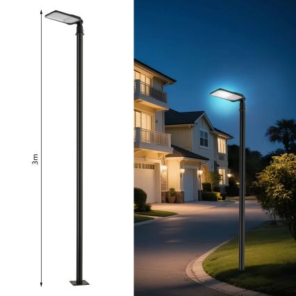 Brilagi - URBANLIGHT LED-Straßenleuchte für den Außenbereich mit 3 m Mast und Gelenk, LED/100W/230V, schwarz, IP65