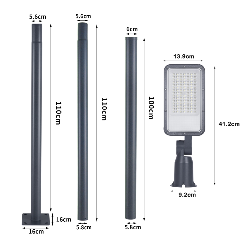 Brilagi - LED-Straßenleuchte für den Außenbereich mit 3 m Mast und Gelenk URBANLIGHT LED/50W/230V anthrazit IP65