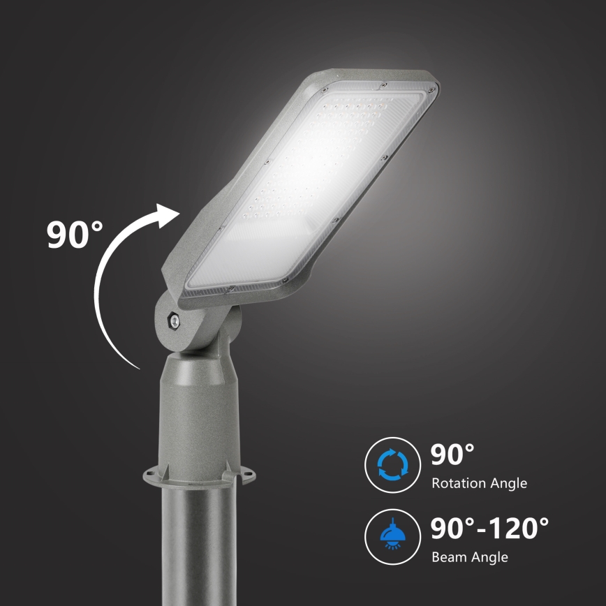 Brilagi - LED-Außenstraßenleuchte mit 3 m Mast und Schwenkarm URBANLIGHT LED/50W/230V grau IP65