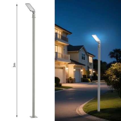 Brilagi - LED-Außenstraßenleuchte mit 3 m Mast und Schwenkarm URBANLIGHT LED/50W/230V grau IP65