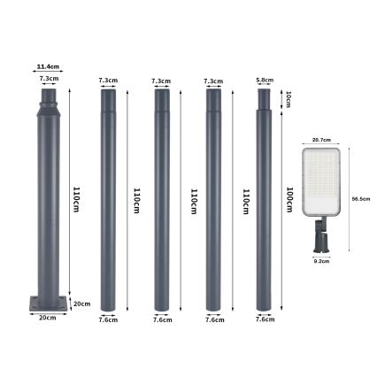 Brilagi - LED-Straßenleuchte für den Außenbereich mit Mast und Gelenk, 5 m, URBANLIGHT LED/200W/230V, anthrazit, IP65