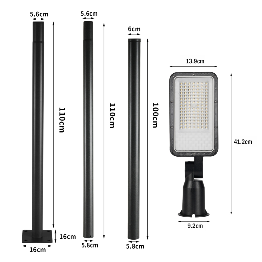 Brilagi - LED-Außen-Straßenlaterne mit 3 m Mast und Gelenk URBANLIGHT LED/50W/230V schwarz IP65