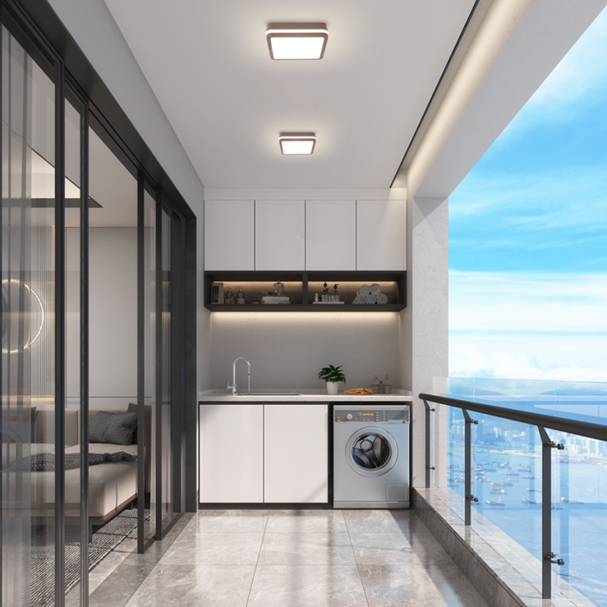 Brilagi - LED-Außen-Deckenleuchte mit Sensor BENE LED/18W/230V 21,5x21,5 cm braun IP54