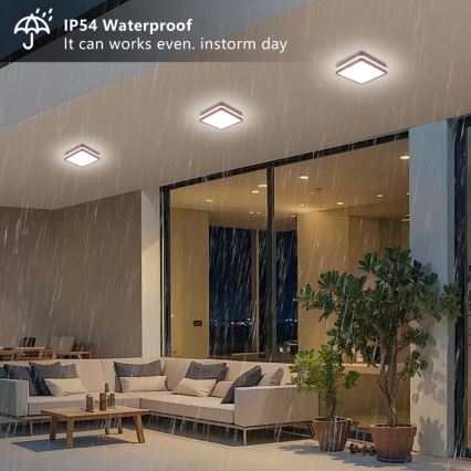 Brilagi - LED-Außen-Deckenleuchte mit Sensor BENE LED/18W/230V 21,5x21,5 cm braun IP54