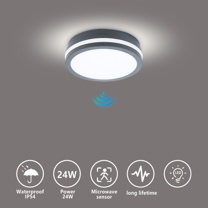 Brilagi - LED-Außenleuchte mit Sensor BENE LED/18W/230V d 22 cm anthrazit IP54