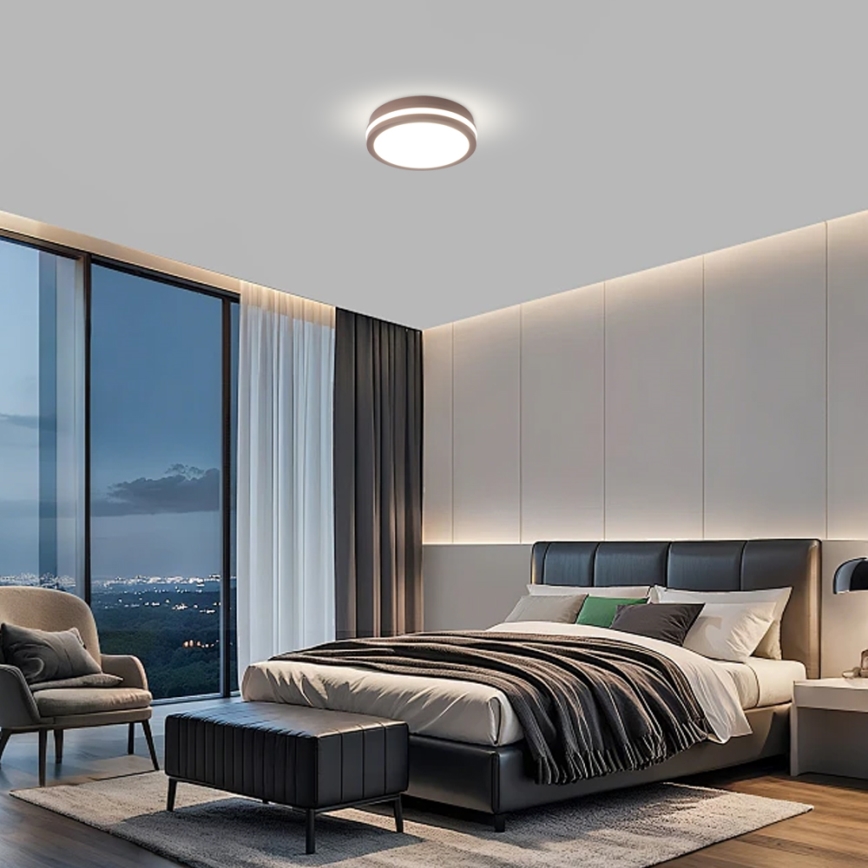 Brilagi - LED-Außen-Deckenleuchte mit Sensor BENE LED/18W/230V Ø 21,5 cm Braun IP54