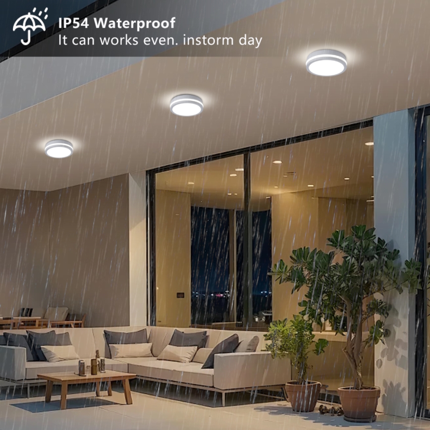 Brilagi - LED-Außen-Deckenleuchte mit Sensor BENE LED/18W/230V Ø 21,5 cm weiß IP54