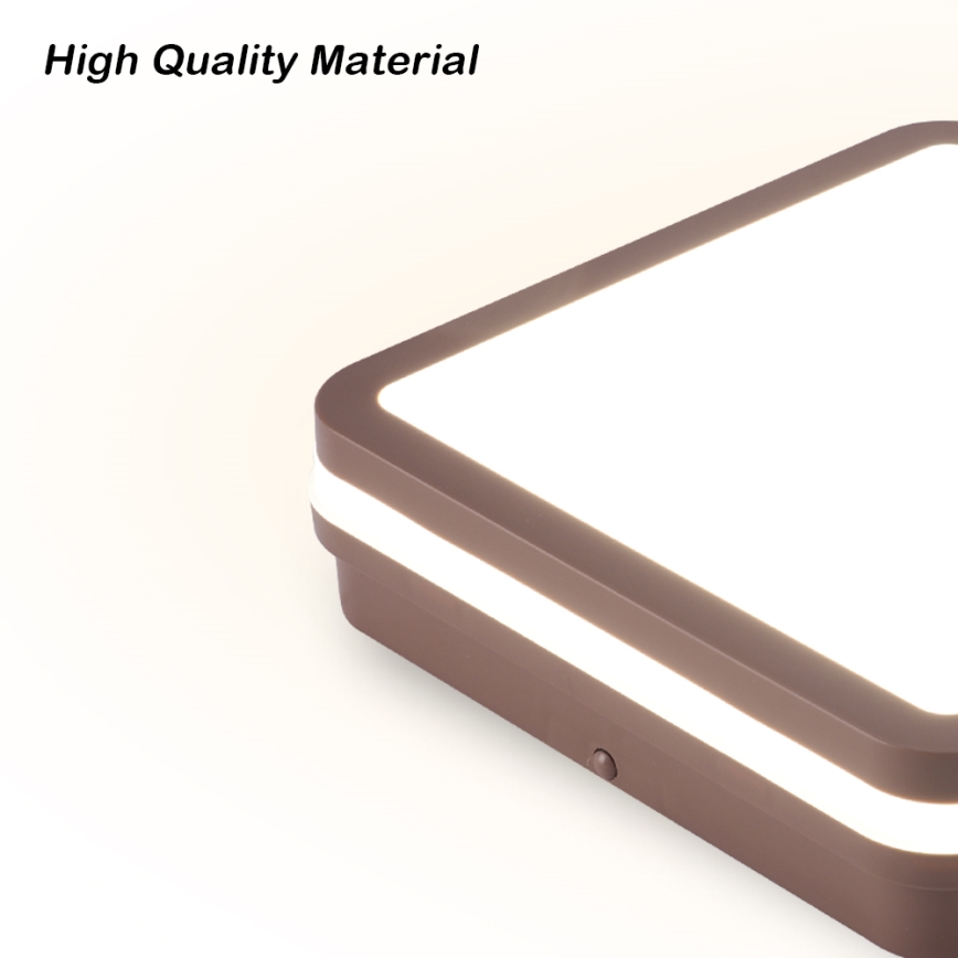 Brilagi - LED-Außen-Deckenleuchte mit Sensor BENE LED/24W/230V 26x26 cm braun IP54