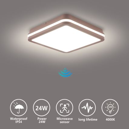 Brilagi - LED-Außen-Deckenleuchte mit Sensor BENE LED/24W/230V 26x26 cm braun IP54