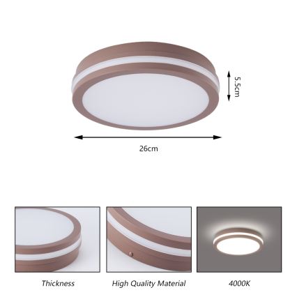Brilagi - LED-Außenleuchte mit Sensor BENE LED/24W/230V Ø 26 cm braun IP54