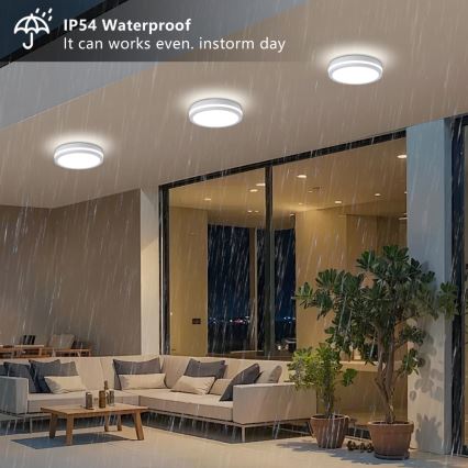 Brilagi - LED-Außen-Deckenleuchte mit Sensor BENE LED/24W/230V Ø 26 cm weiß IP54