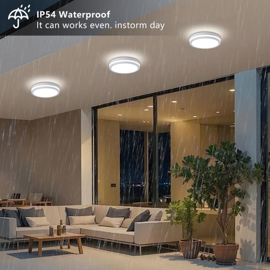 Brilagi - LED-Außen-Deckenleuchte mit Sensor BENE LED/24W/230V Ø 26 cm weiß IP54