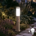 BRILAGI - LED-Außenleuchte mit Steckdose ELIA 1xE27/7W/230V 4000K IP44 50 cm matt verchromt