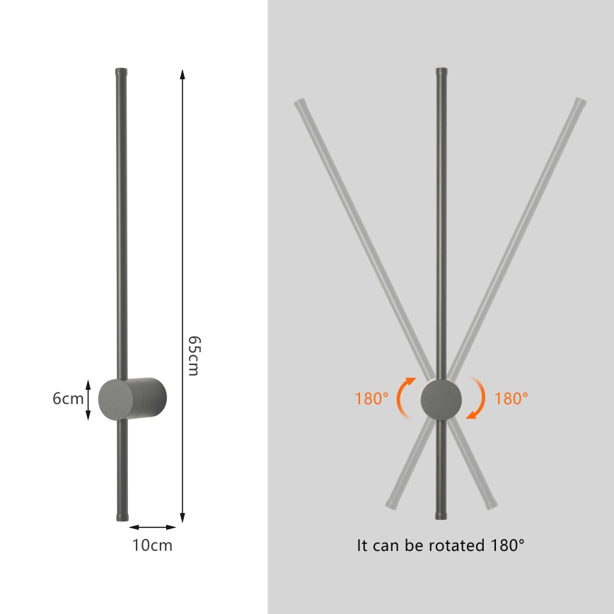 Brilagi - LED Außenwandleuchte AURA LED/12W/230V 3000K IP54 65 cm anthrazit CRI 90