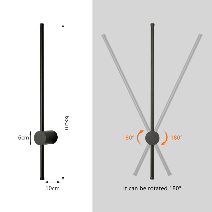 Brilagi - LED Außenwandleuchte AURA LED/12W/230V 3000K IP54 65 cm schwarz CRI 90