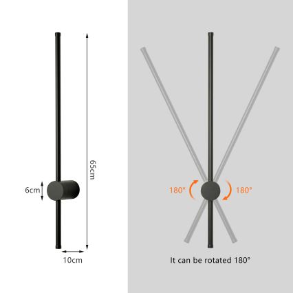 Brilagi - LED-Außenwandleuchte AURA LED/12W/230V 4000K IP54 65 cm schwarz CRI 90