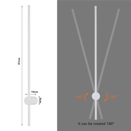 Brilagi - AURA LED-Außenwandleuchte LED/20W/230V 3000K IP54 97 cm Weiß CRI 90